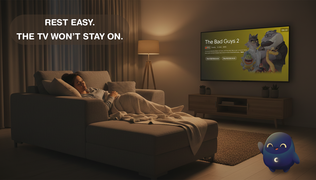 Sleep Timer in rest mode showing the TV ready to power off after timer expires
