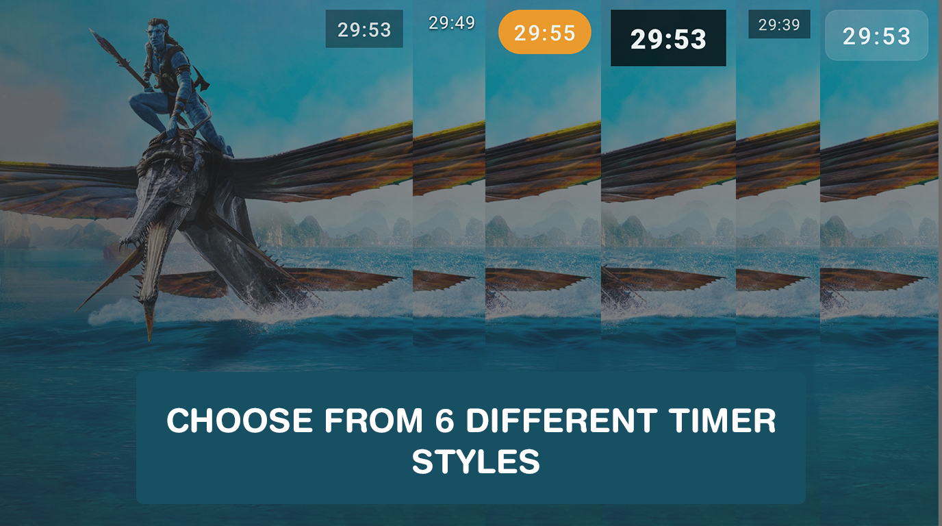 Multiple timer overlay visual styles available in Sleep Timer for Android TV app